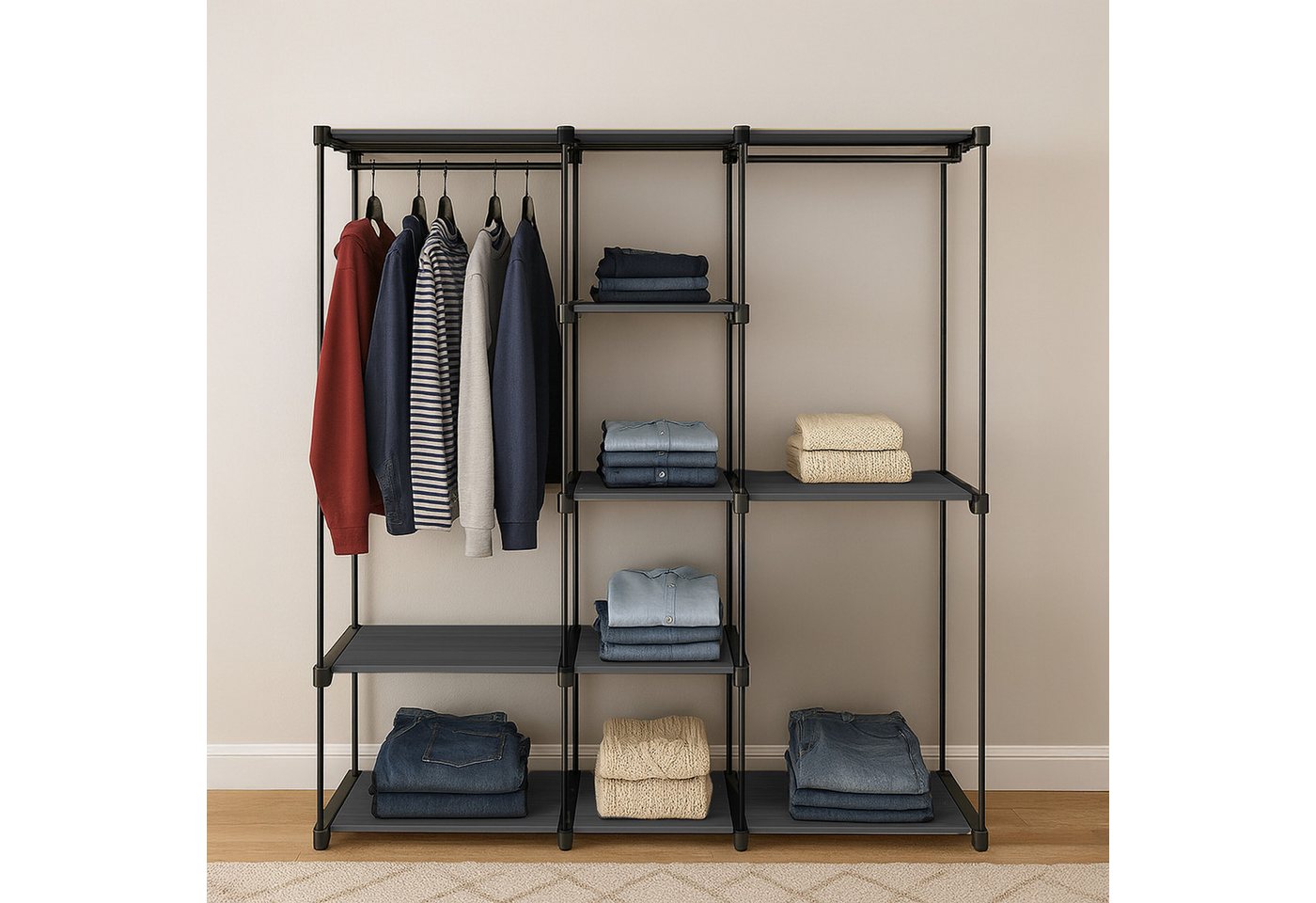 relaxdays Standregal Offene Garderobe, schwarz Bild 3