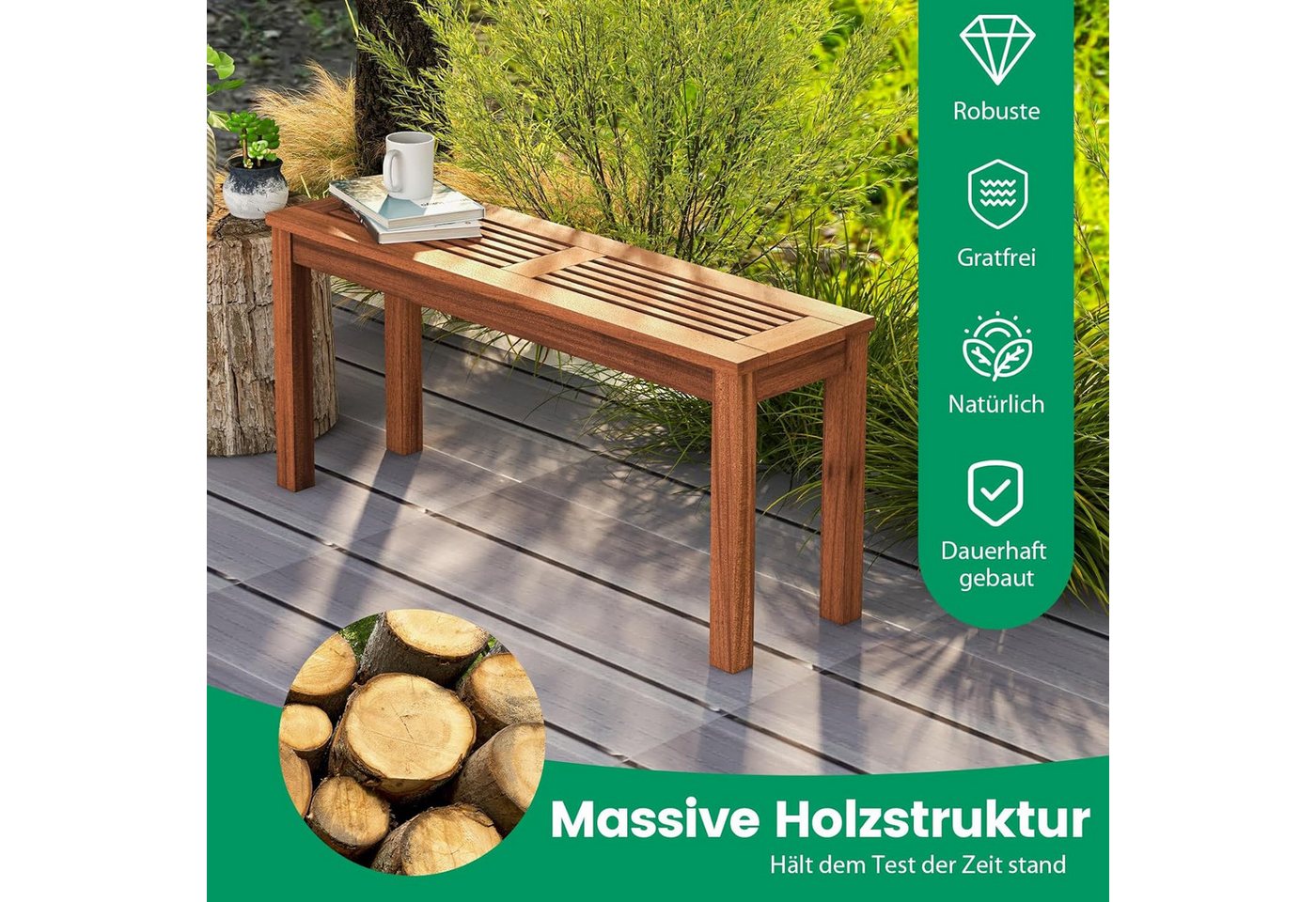 KOMFOTTEU Gartenbank Hockerbank (1-St), 100 cm Sitzbank, 150 kg belastbar Bild 3