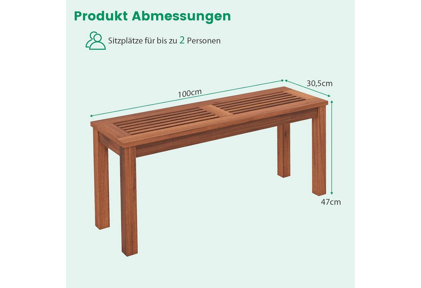 KOMFOTTEU Gartenbank Hockerbank (2-St), 100 cm Sitzbank, 150 kg belastbar