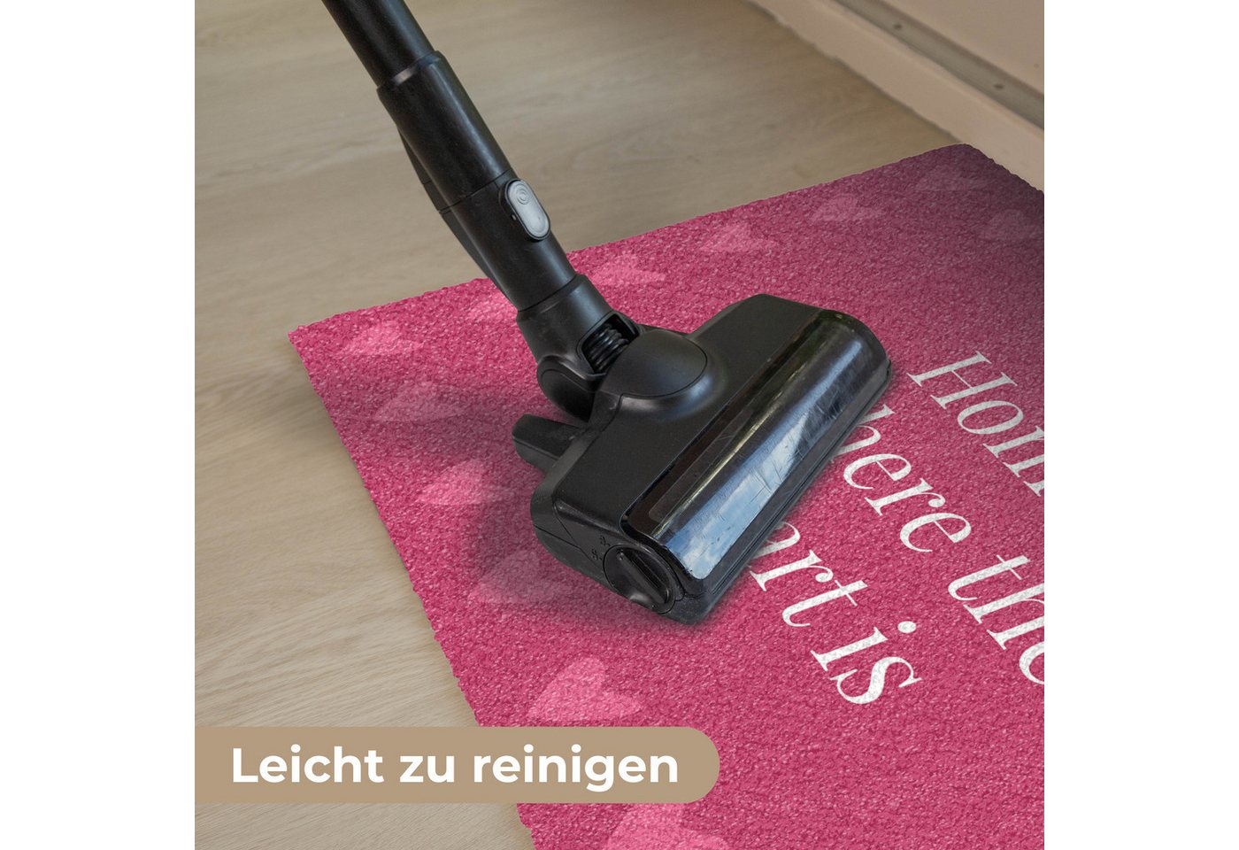 MuchoWow Fußmatte Zuhause ist, wo das Herz ist - Zitat - Pink, Rechteckig, innen Schmutzfangmatte, Tür, Schmutzfänger Flur, Teppich 60x40 cm Bild 2