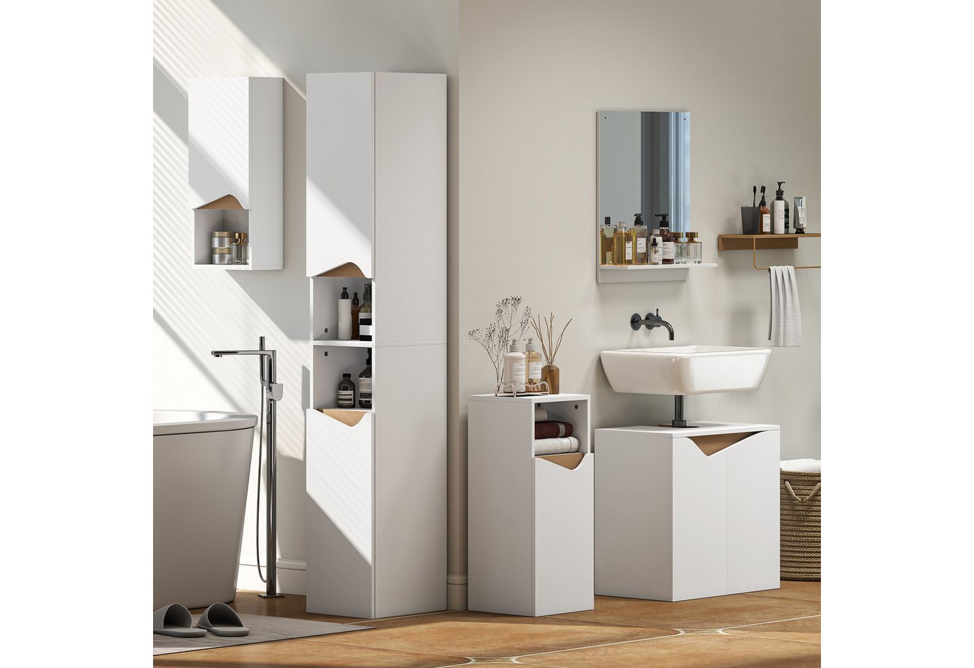 HOMCOM Badmöbel-Set Badezimmerschrank mit Soft-Close, (Komplett-Set, 5-St., Badmöbel), 34.6 Bild 2