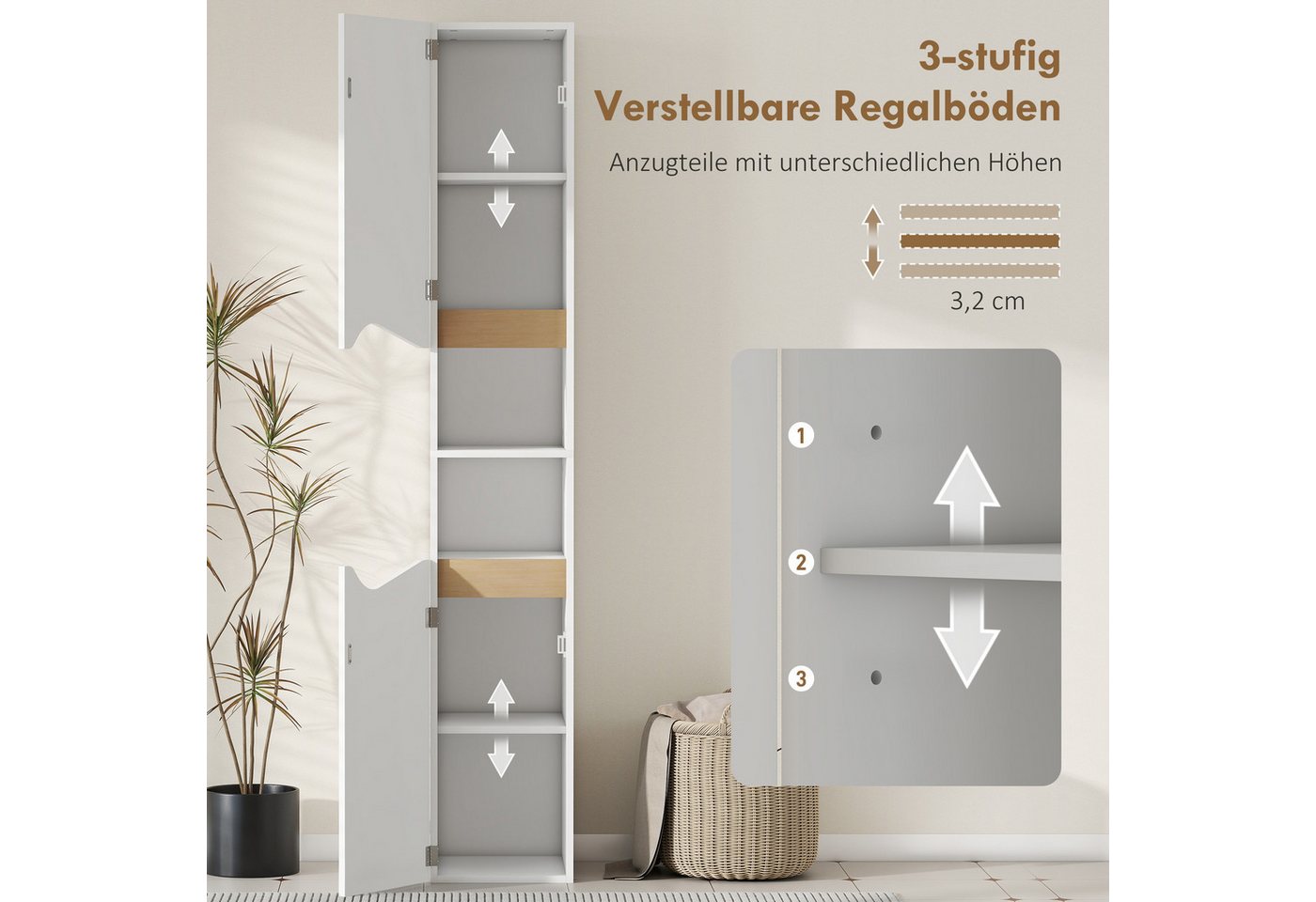 HOMCOM Badmöbel-Set Badezimmerschrank mit Soft-Close, (Komplett-Set, 5-St., Badmöbel), 34.6 Bild 3