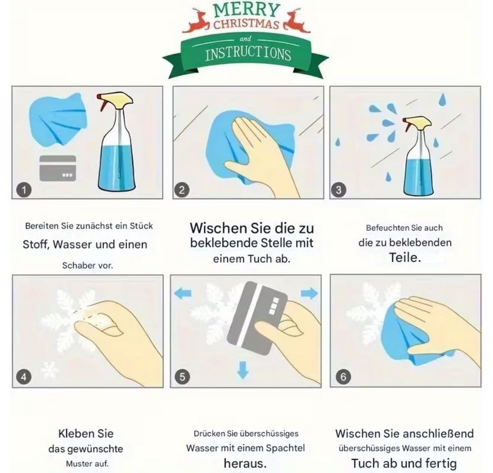 Montegoni Fenstersticker Festliche Fensteraufkleber, Schneeflocken, Fensterbild, Weihnachten, Selbstklebende, doppelseitige Fensterfolien, Weihnachtsmotiv