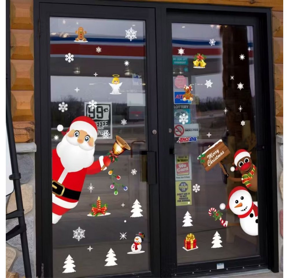 Montegoni Fenstersticker Festliche Fensteraufkleber, Schneeflocken, Fensterbild, Weihnachten, Selbstklebende, doppelseitige Fensterfolien, Weihnachtsmotiv Bild 2