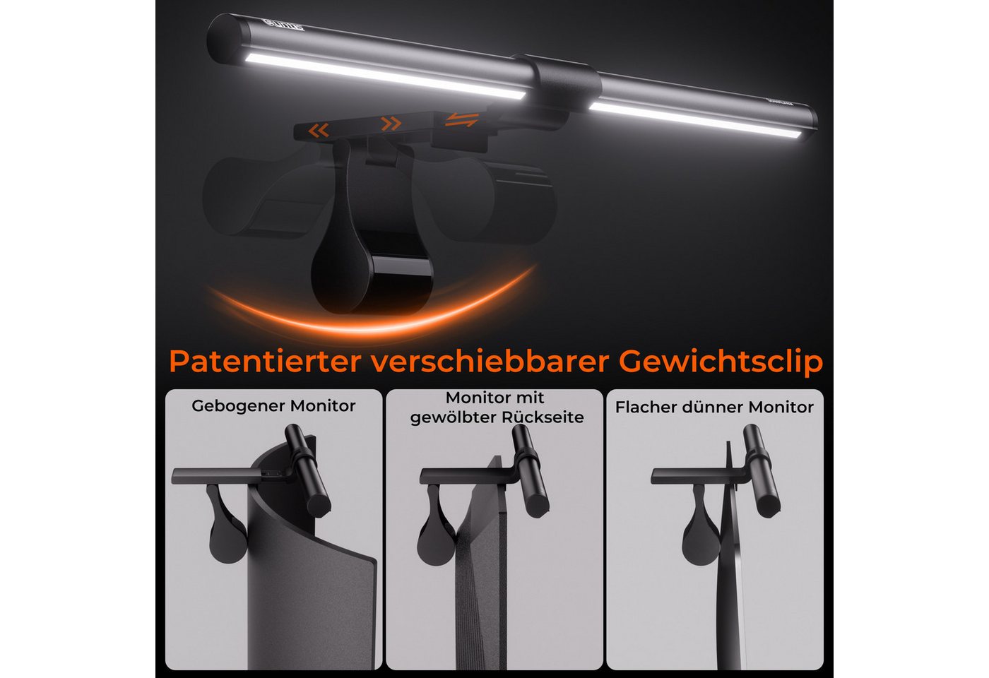 Quntis LED Schreibtischlampe 41cm LED Tischlampe Schreibtischlampe dimmbare Lampe für Büro Monitor, Beleuchtung, LED fest integriert, Warmweiß (3000 K) bis Kaltweiß (6500 K), ideal als Nachttischlampe, Leselampe & Kinder Schreibtischlampe