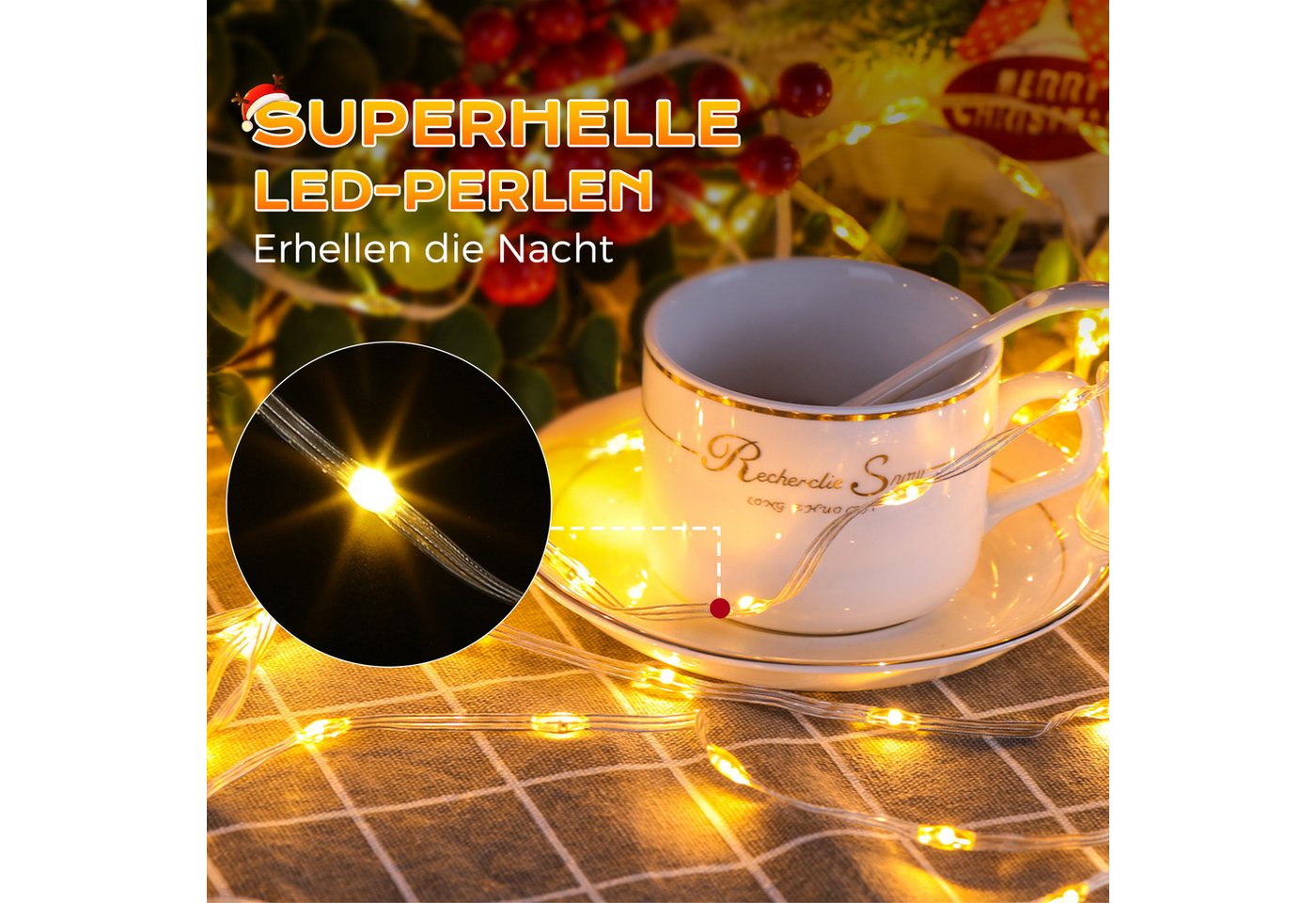 Quntis LED-Lichterkette lichterkette outdoor/ indoor mit Stecker, 9 Modi Osterndeko, 20/30M für Garten,Balkon,Hof,Hochzeit,party Lauflichteffekte Bild 4