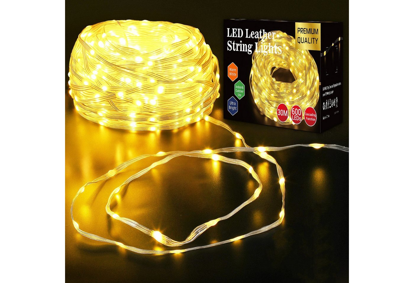 Quntis LED-Lichterkette lichterkette outdoor/ indoor mit Stecker, 9 Modi Osterndeko, 20/30M für Garten,Balkon,Hof,Hochzeit,party Lauflichteffekte Bild 5