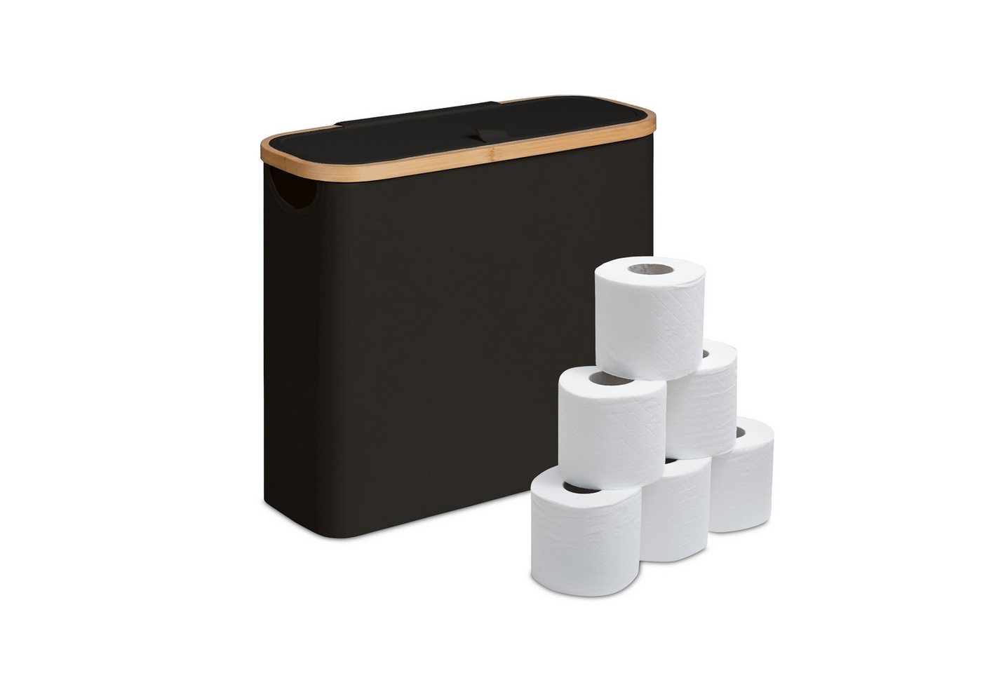 relaxdays Toiletten-Ersatzrollenhalter Toilettenpapier Aufbewahrung 12 Rollen, schwarz Bild 2