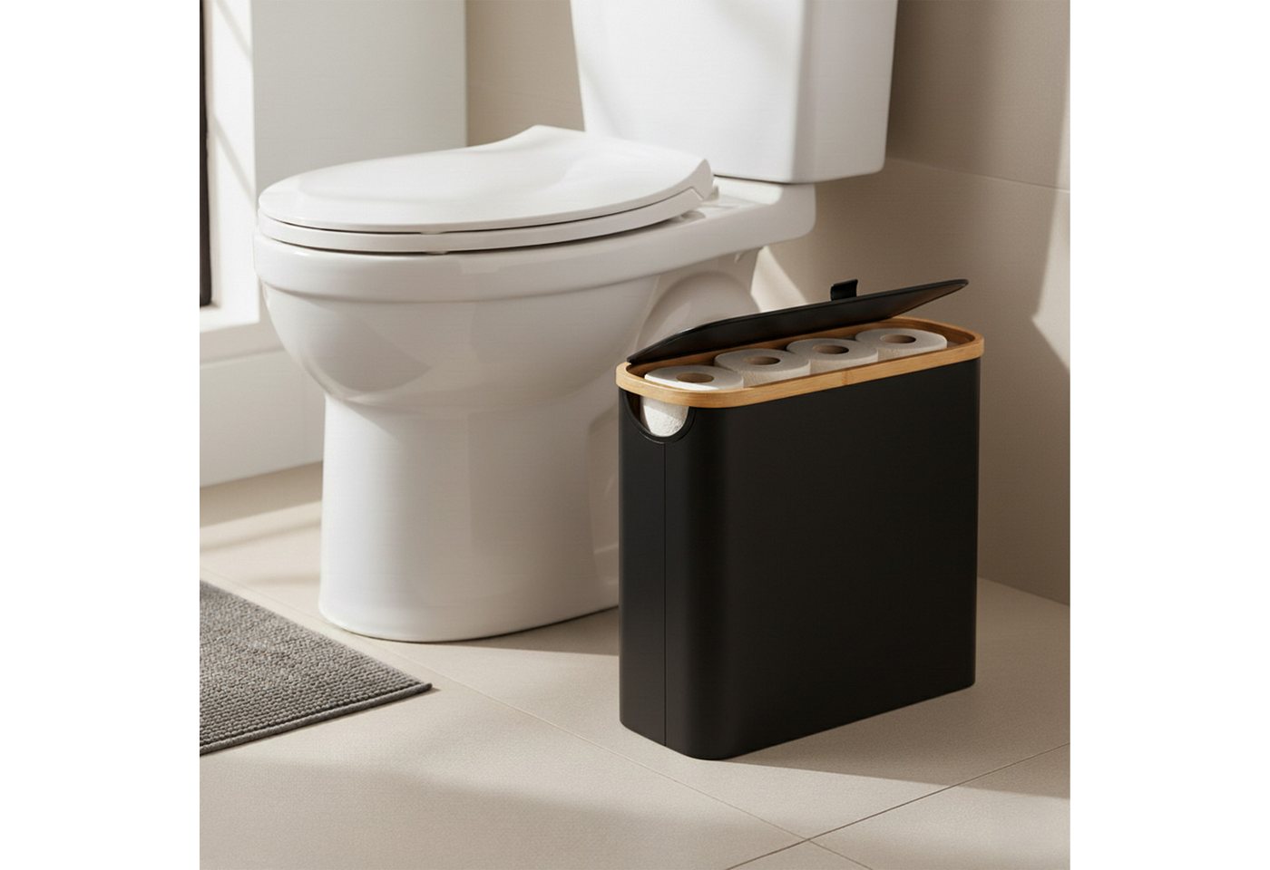 relaxdays Toiletten-Ersatzrollenhalter Toilettenpapier Aufbewahrung 12 Rollen, schwarz Bild 5