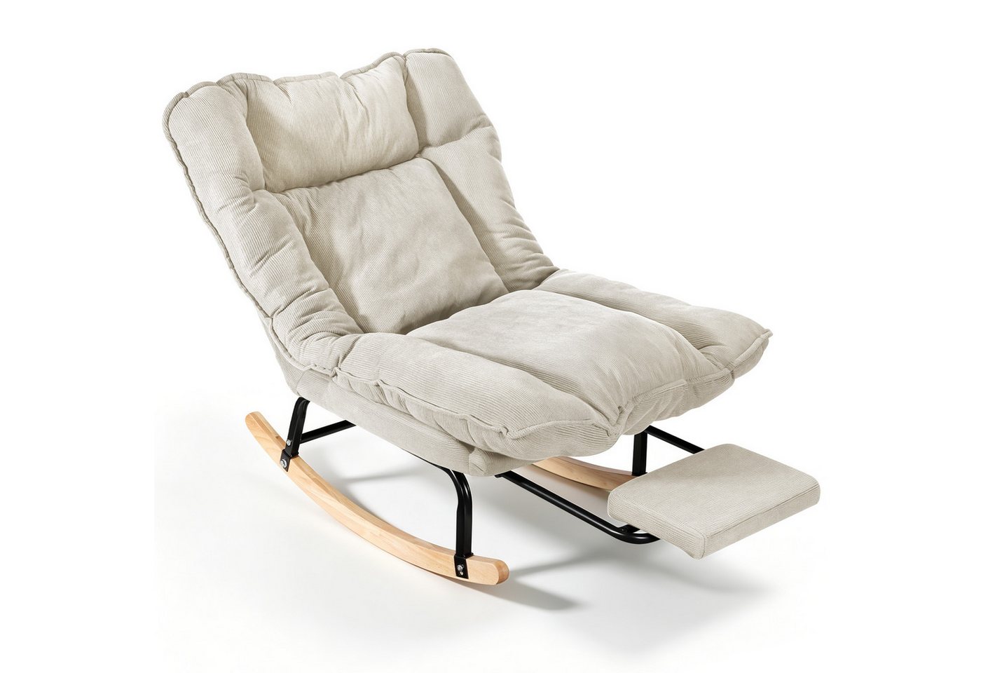 BlingBin Schaukelstuhl mit Fußstütze, verstellbar Rückenlehne, Schaukelsessel, Relaxsessel (Lesesessel, 1 St), Relaxstuhl, Gepolsterter sessel, Cord, bis 120 kg Bild 2