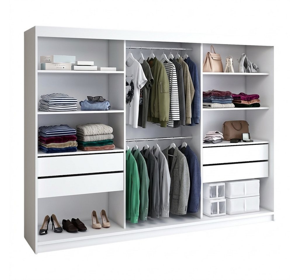 A&J MöbelLand GmbH Schiebetürenschrank VILUNO Moderner 3-türiger Kleiderschrank mit Spiegel (TOP ANGEBOT! Geräumiger Schrank mit einer Breite von 200 cm ideal zur Aufbewahrung von Kleidung und Accessoires. Wählen Sie das ideale Modell für Ihr Schlafzimmer!, TOP PRODUKT) Breite: 200 cm, Höhe: 215 cm, Tiefe: 59,5 cm Bild 5