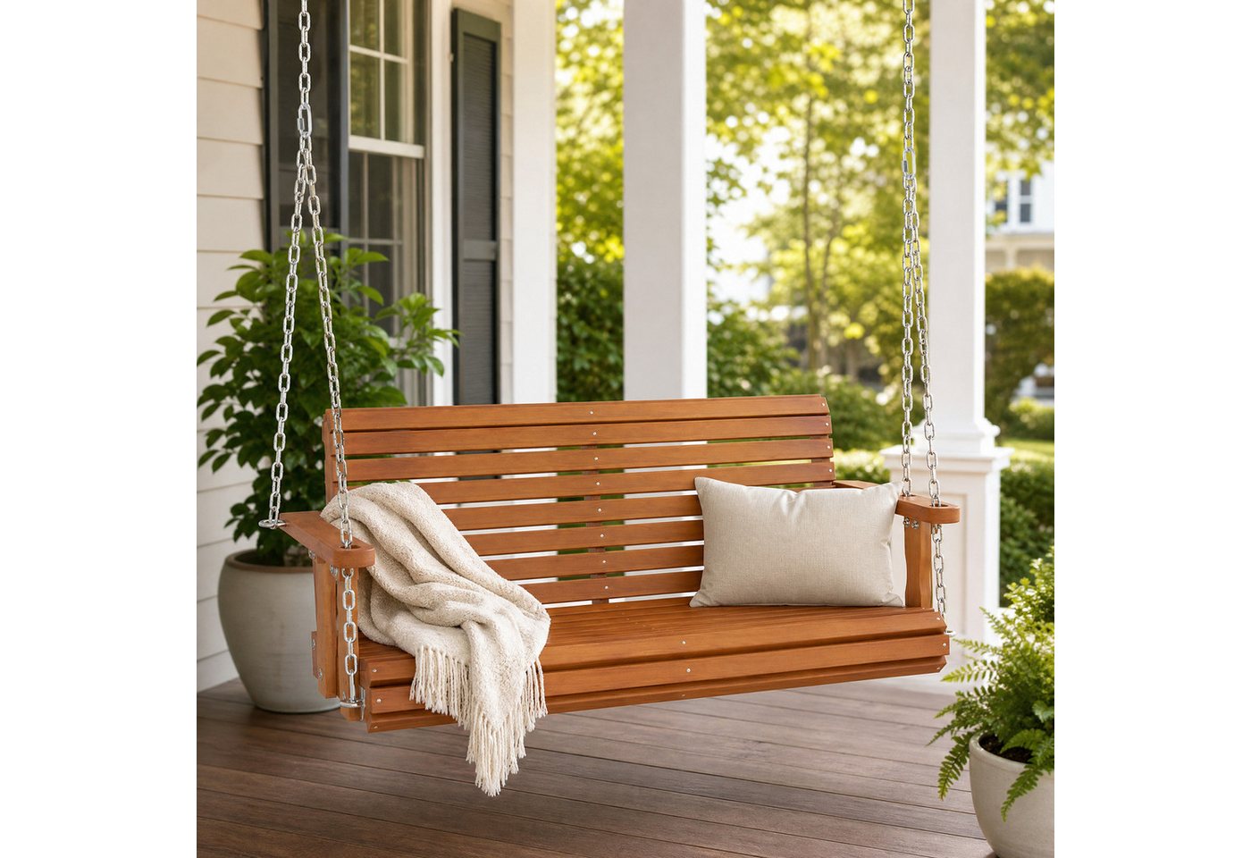 COSTWAY Hollywoodschaukel, Hängebank outdoor, 2-Sitzer Schaukelbank