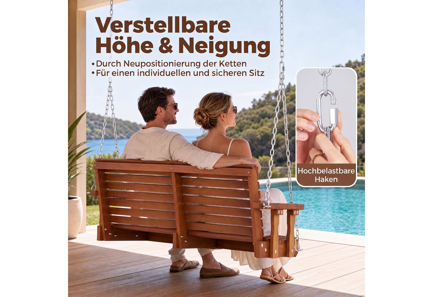 COSTWAY Hollywoodschaukel, Hängebank outdoor, 2-Sitzer Schaukelbank Bild 5