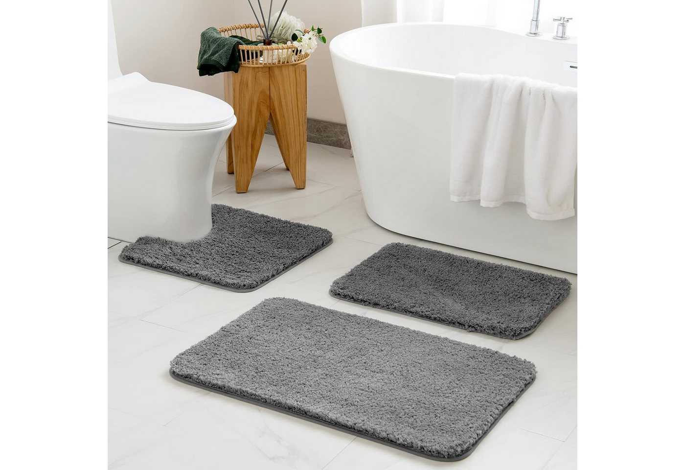 Sentidos Badematte badteppich rutschfest Eleganter Badezimmerteppich, Höhe 20 mm, Polyester, 70x120cm, badematten badläufer badgarnitur badteppiche teppich toilette Bild 2