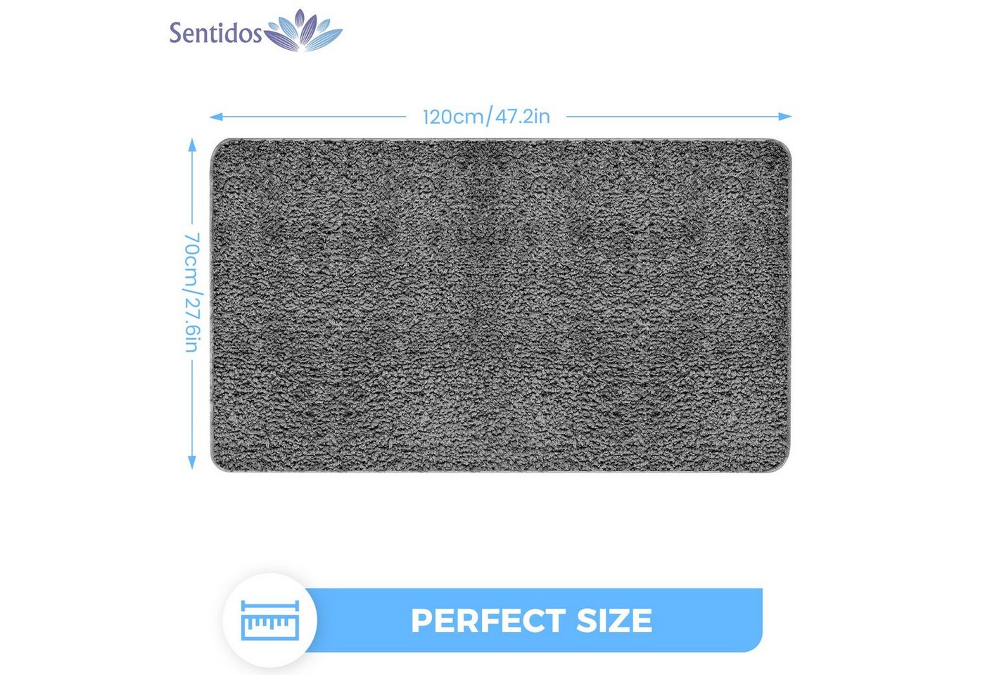 Sentidos Badematte badteppich rutschfest Eleganter Badezimmerteppich, Höhe 20 mm, Polyester, 70x120cm, badematten badläufer badgarnitur badteppiche teppich toilette Bild 5