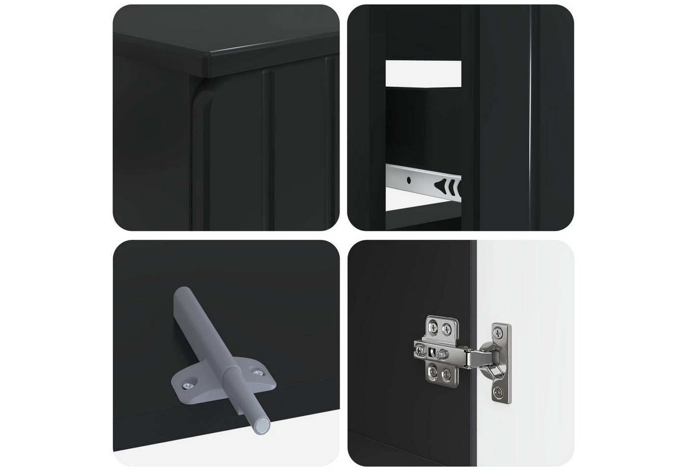 vidaXL Gartenlounge-Set 2-teiliges Badezimmer Schrank Set ZWOLLE Schwarz Holzwerkstoff