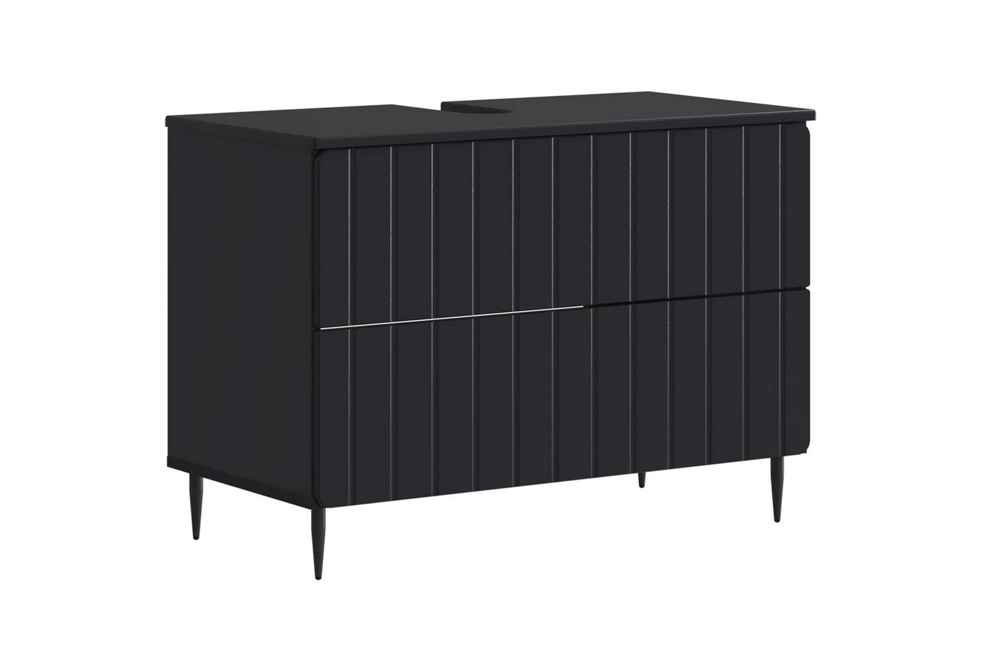 vidaXL Gartenlounge-Set 2-teiliges Badezimmer Schrank Set ZWOLLE Schwarz Holzwerkstoff Bild 4