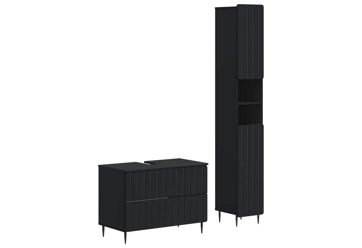 vidaXL Gartenlounge-Set 2-teiliges Badezimmer Schrank Set ZWOLLE Schwarz Holzwerkstoff Bild 5
