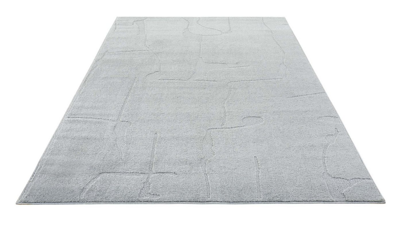 TaraCarpet Teppich Tara Carpet Avalon uni Hoch-Tief-Struktur, rechteckig, Höhe: 13 mm, Wohnzimmer, Schlafzimmer, Esszimmer, Jugendzimmer grau 080x150