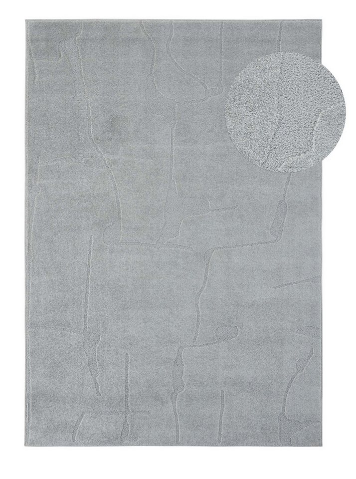 TaraCarpet Teppich Tara Carpet Avalon uni Hoch-Tief-Struktur, rechteckig, Höhe: 13 mm, Wohnzimmer, Schlafzimmer, Esszimmer, Jugendzimmer grau 080x150 Bild 2