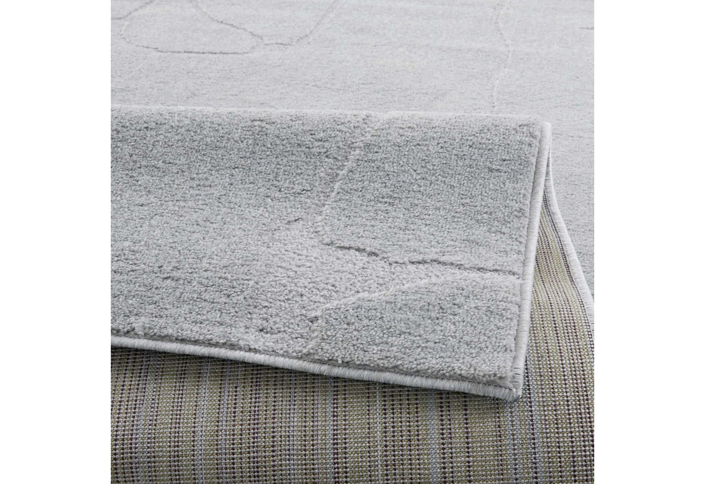 TaraCarpet Teppich Tara Carpet Avalon uni Hoch-Tief-Struktur, rechteckig, Höhe: 13 mm, Wohnzimmer, Schlafzimmer, Esszimmer, Jugendzimmer grau 080x150 Bild 3
