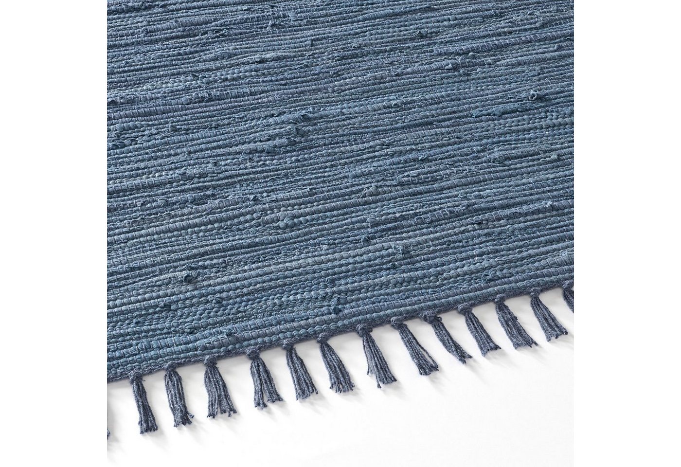 TaCa Home Teppich Handweb Flicken-Teppich Fleckerl, rechteckig, Höhe: 5 mm, Blau - 60 x 120 cm
