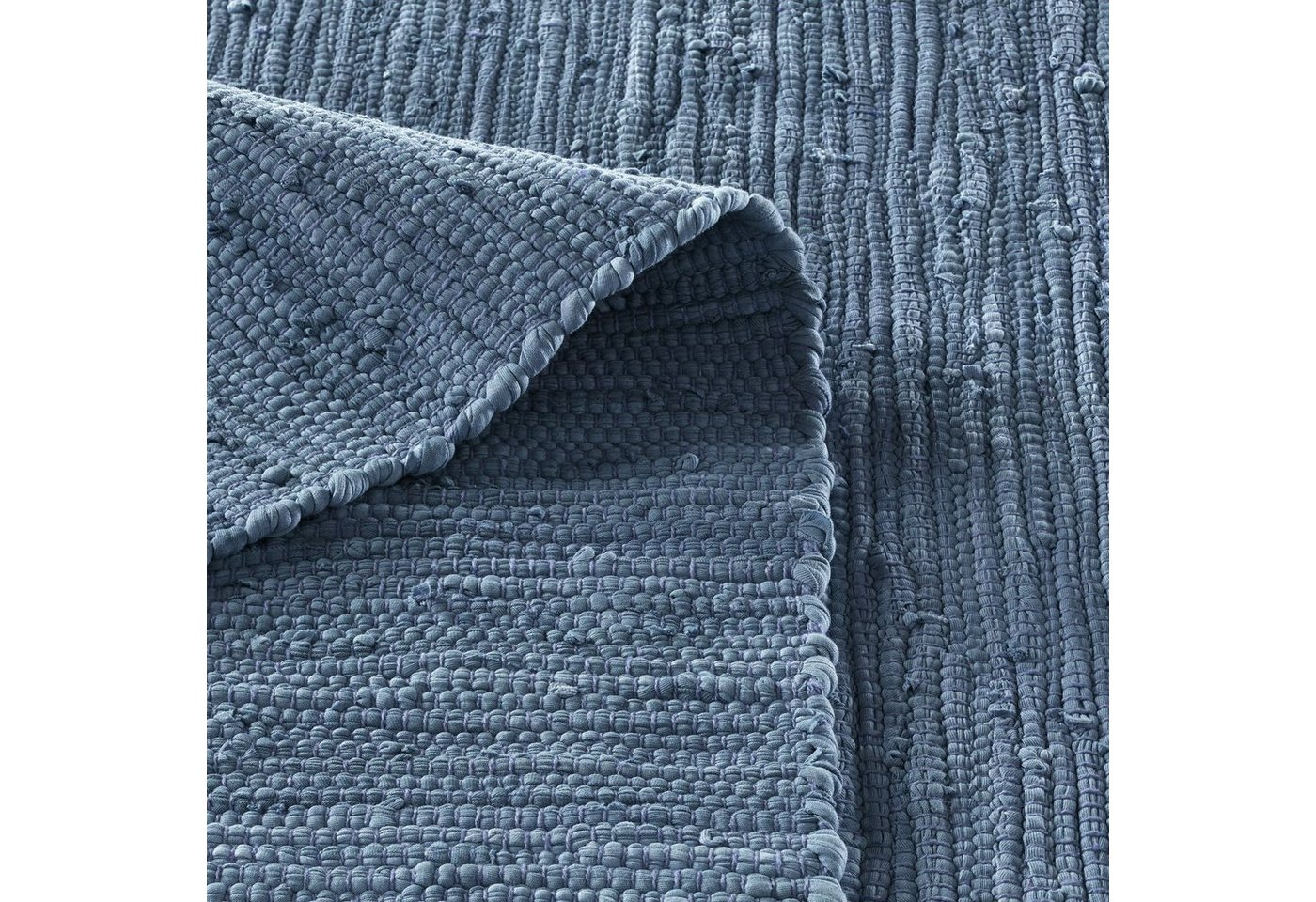 TaCa Home Teppich Handweb Flicken-Teppich Fleckerl, rechteckig, Höhe: 5 mm, Blau - 60 x 120 cm Bild 2