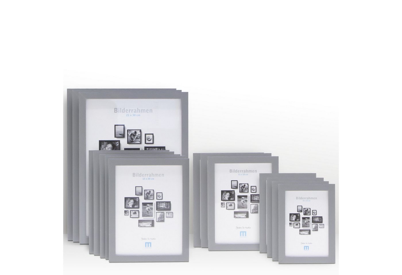 M MERCEO Bilderrahmen, 15-tlg. Bilderrahmen-Set Grau (10x15cm bis 21x30cm) Bild 5