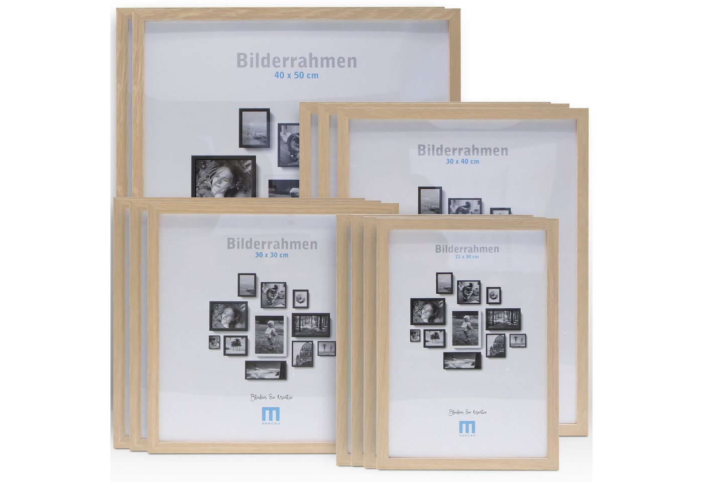 M MERCEO Bilderrahmen, 12-tlg. Bilderrahmen-Set Natur (21x30cm bis 40x50cm) Bild 3