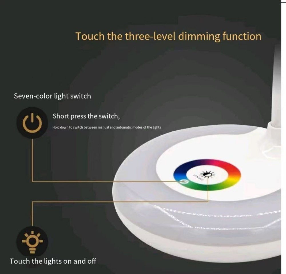 POPOLIC LED Schreibtischlampe 360° flexibles Schreibtischlampe mit RGB-Farbwechsel & Touch-Dimmer, Augenfreundliche Nachttischleuchte, für Kinder, Studenten, Home Office & atmosphärische Beleuchtung Bild 5