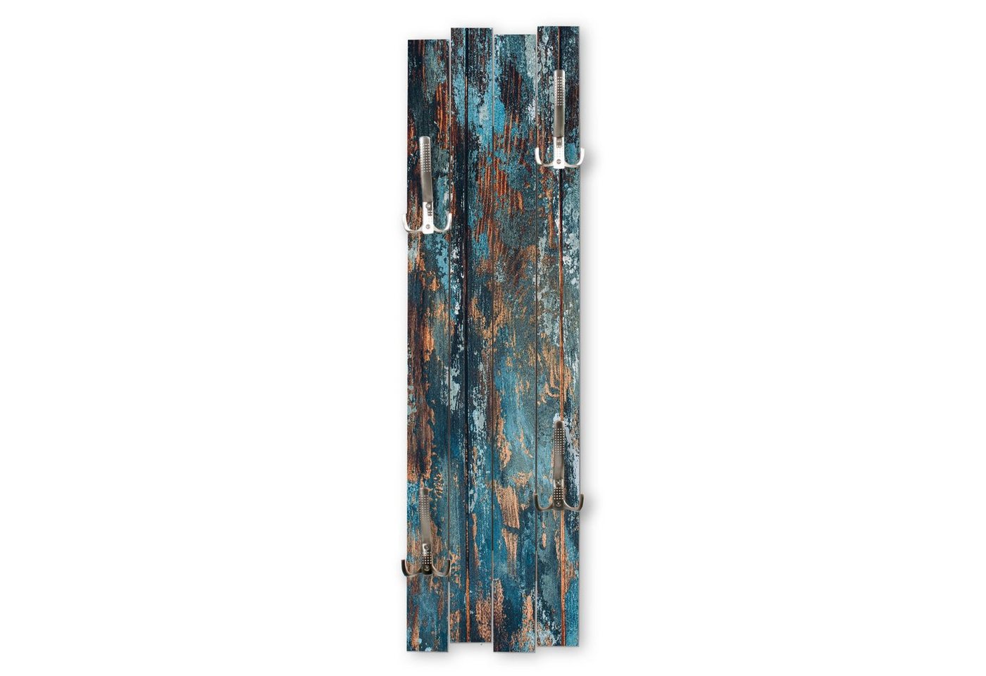 Kreative Feder Wandgarderobe Wand-Garderobe „Altes Holz Blau“ aus Holz, Shabby-Chic, ca. 100 x 30 cm, mit 4 Haken, außergewöhnlich, modern Bild 2