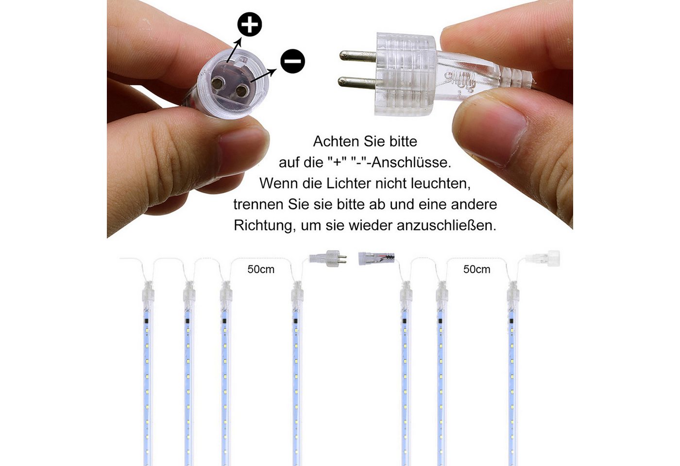 SERBASIC Lichterkette Meteorschauer Regen Lichter, Weihnachtsbeleuchtung Schneefall Lichter, Fallende Lichterkette Für Außen Innen Hochzeit Garten Bäume Deko