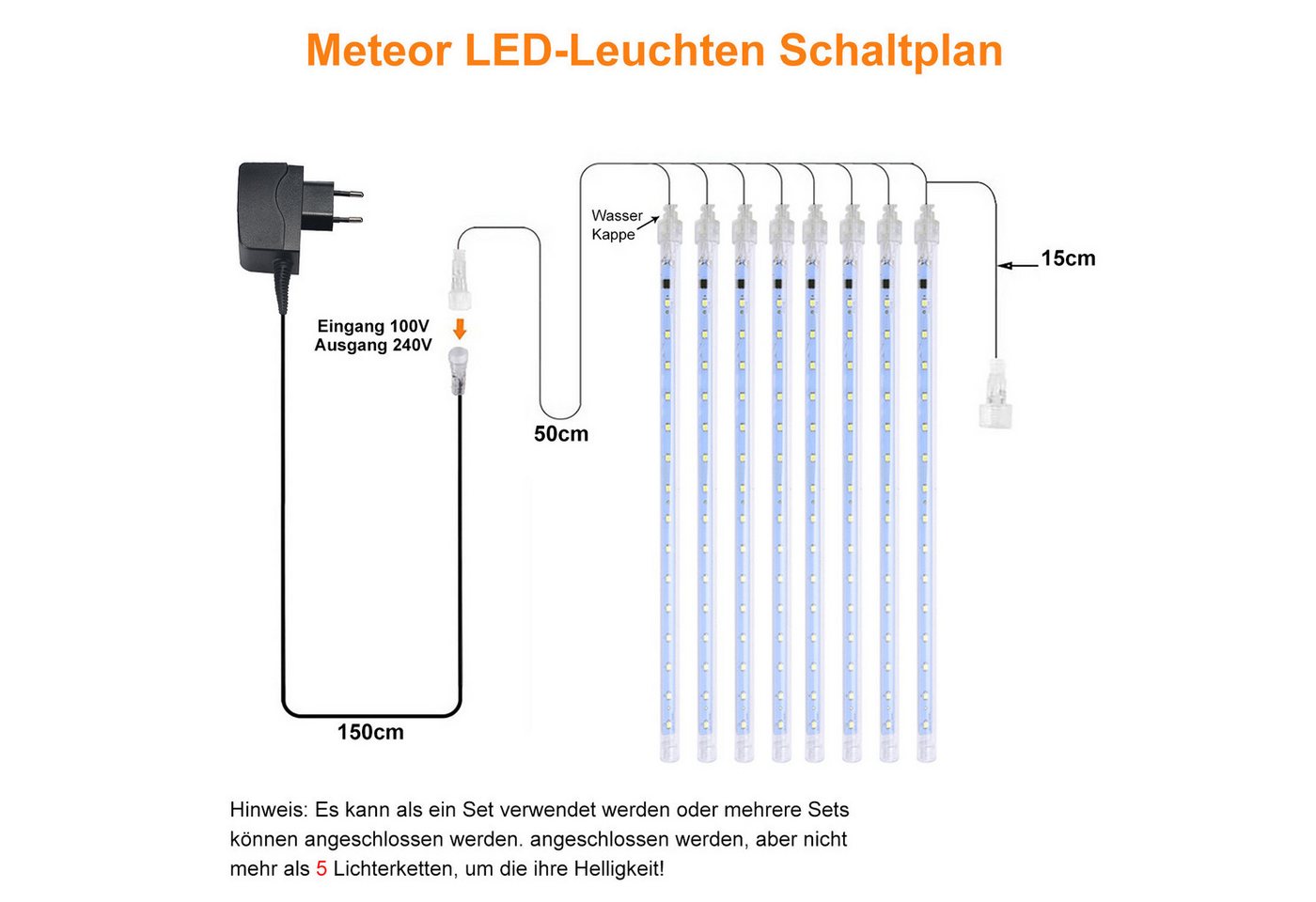 SERBASIC Lichterkette Meteorschauer Regen Lichter, Weihnachtsbeleuchtung Schneefall Lichter, Fallende Lichterkette Für Außen Innen Hochzeit Garten Bäume Deko Bild 2