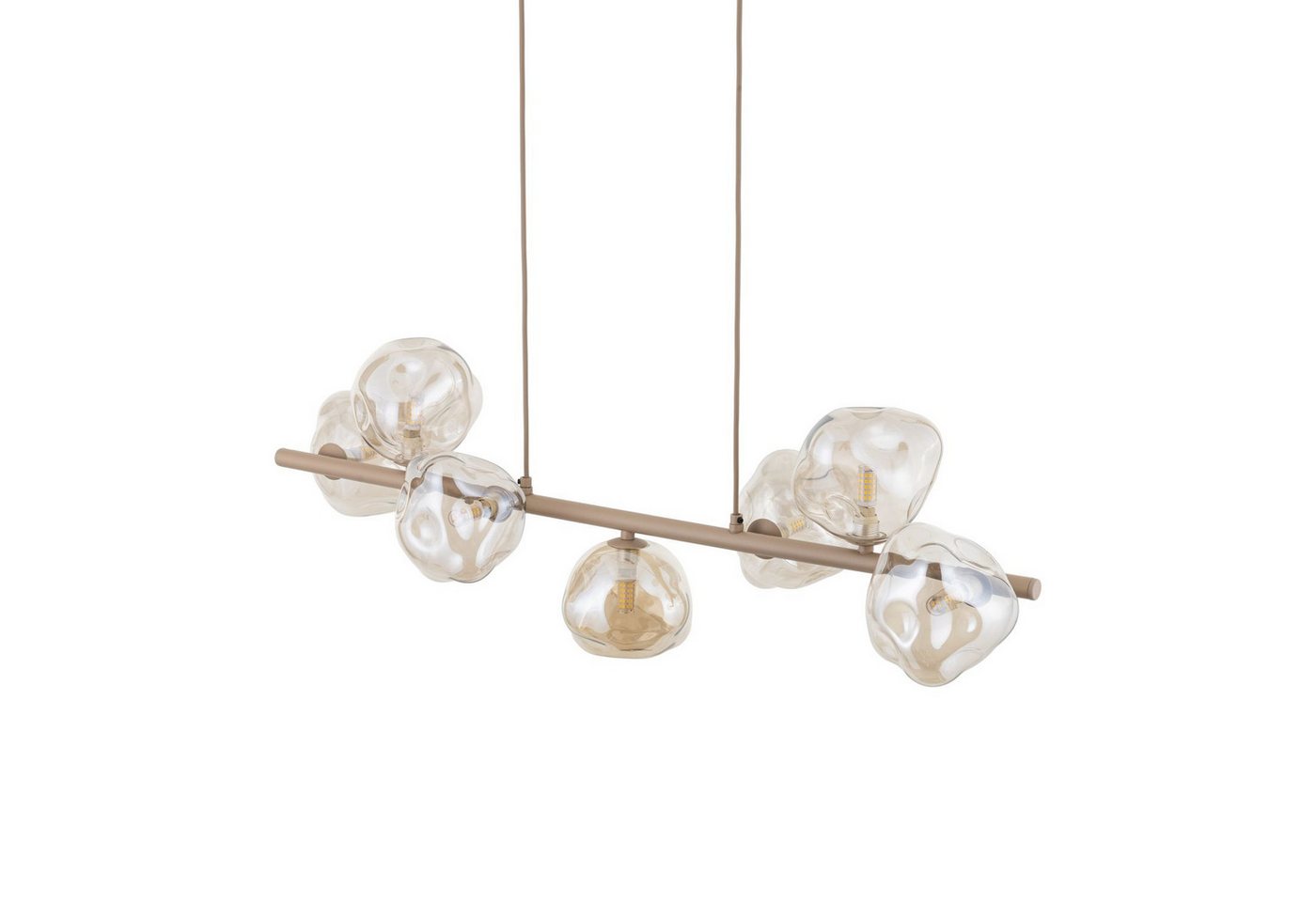Licht-Erlebnisse Pendelleuchte UMERA, ohne Leuchtmittel, Rauchglas Metall H: max. 156 cm Beige Cognac G9 länglich Modern