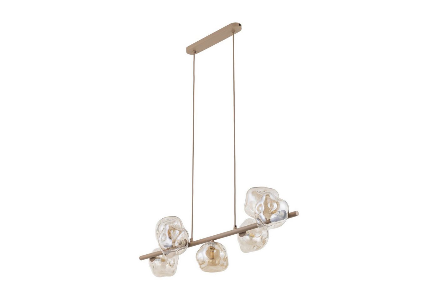 Licht-Erlebnisse Pendelleuchte UMERA, ohne Leuchtmittel, Rauchglas Metall H: max. 156 cm Beige Cognac G9 länglich Modern Bild 2