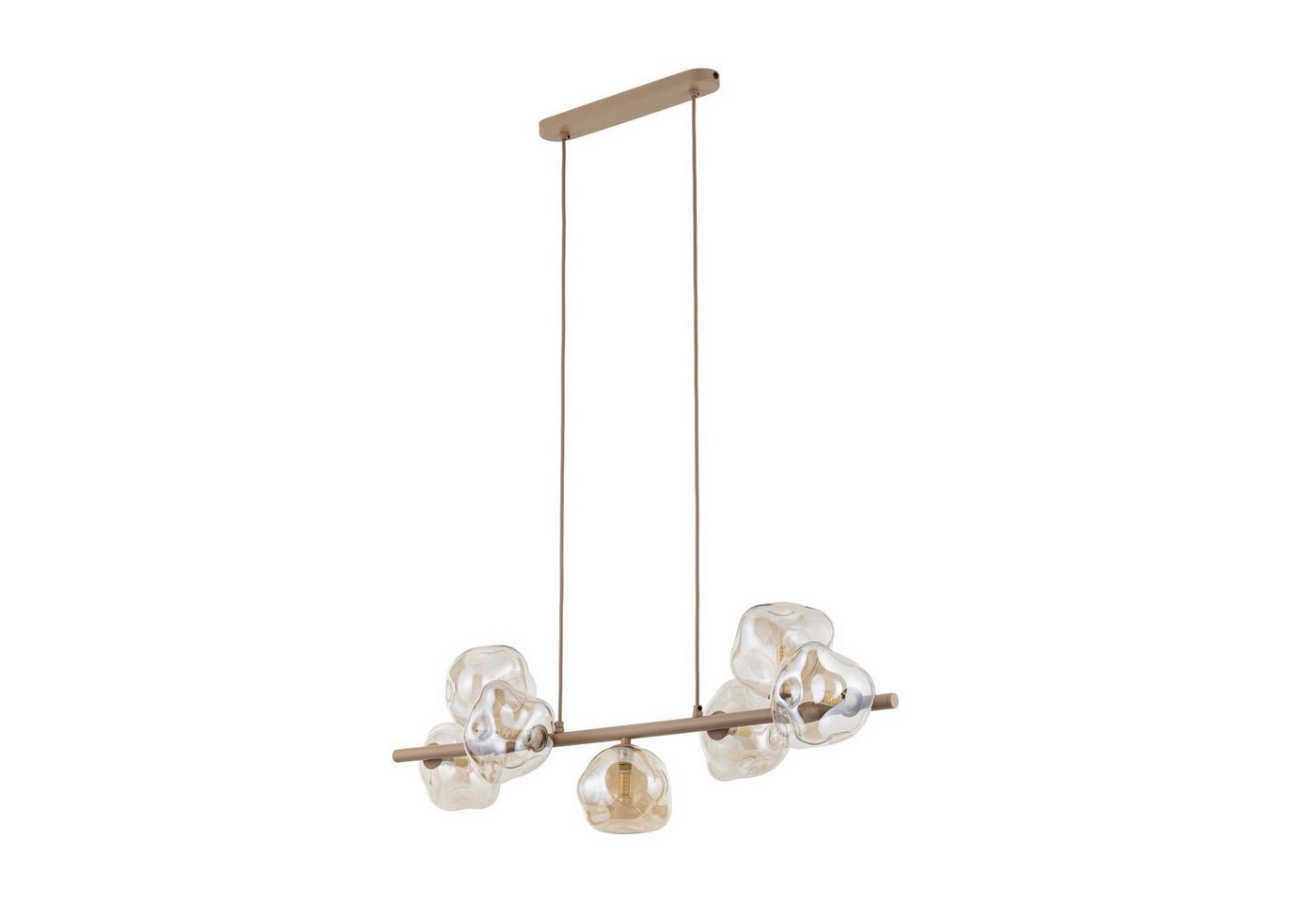 Licht-Erlebnisse Pendelleuchte UMERA, ohne Leuchtmittel, Rauchglas Metall H: max. 156 cm Beige Cognac G9 länglich Modern Bild 3