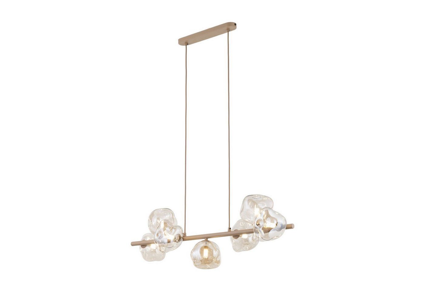 Licht-Erlebnisse Pendelleuchte UMERA, ohne Leuchtmittel, Rauchglas Metall H: max. 156 cm Beige Cognac G9 länglich Modern Bild 4