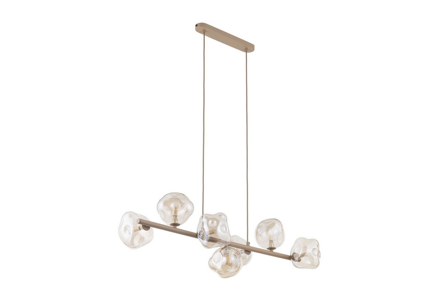 Licht-Erlebnisse Pendelleuchte UMERA, ohne Leuchtmittel, Rauchglas Metall H: max. 156 cm Beige Cognac G9 länglich Modern Bild 5