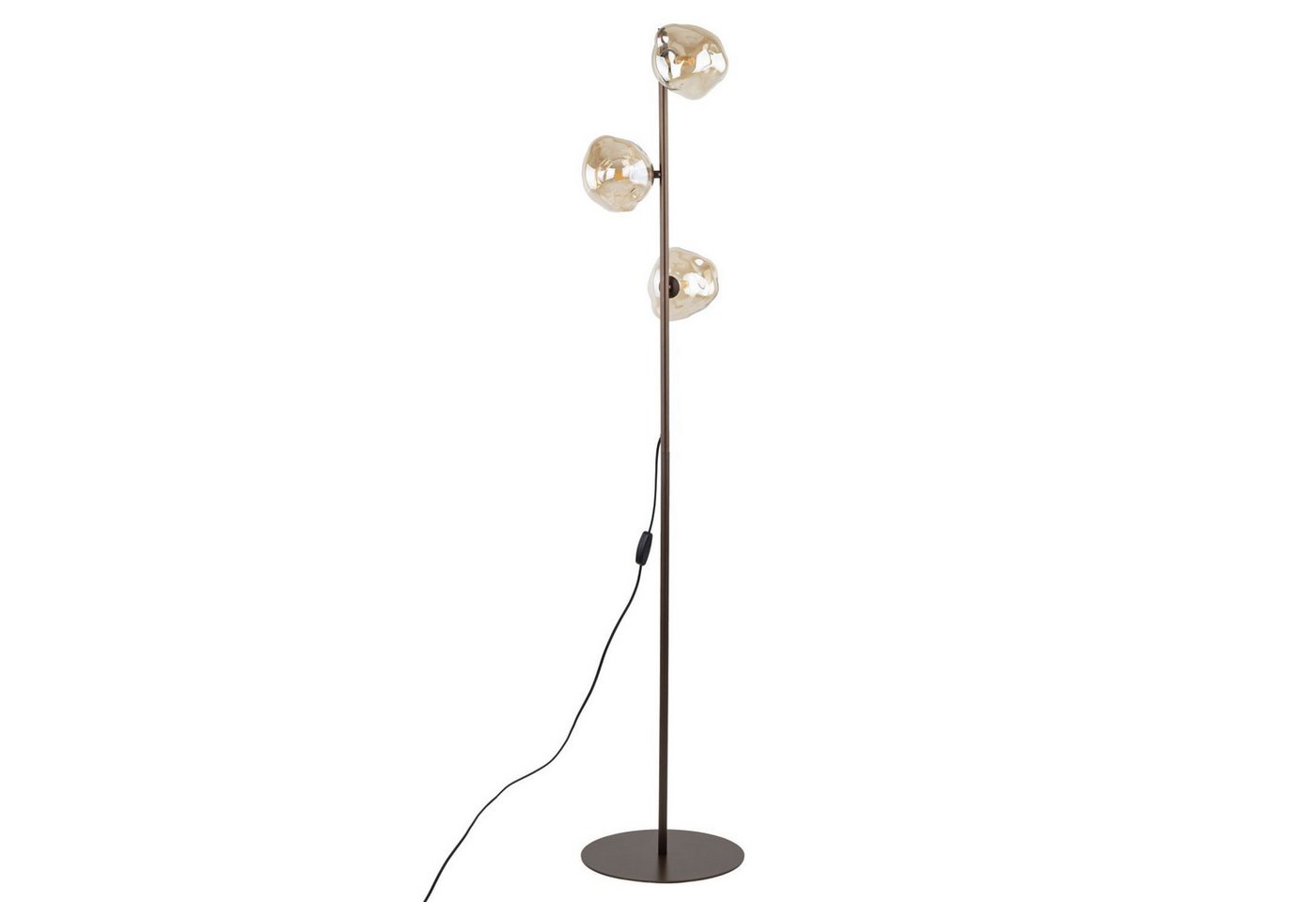 Licht-Erlebnisse Stehlampe UMERA, ohne Leuchtmittel, Rauchglas Metall 151 cm hoch Braun Cognac G9 3-flammig Modern Bild 2