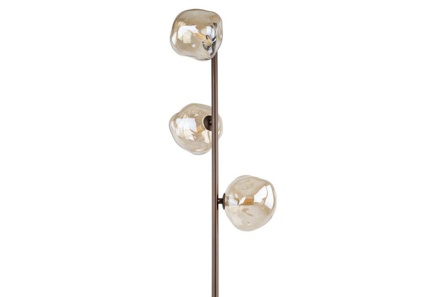 Licht-Erlebnisse Stehlampe UMERA, ohne Leuchtmittel, Rauchglas Metall 151 cm hoch Braun Cognac G9 3-flammig Modern Bild 3