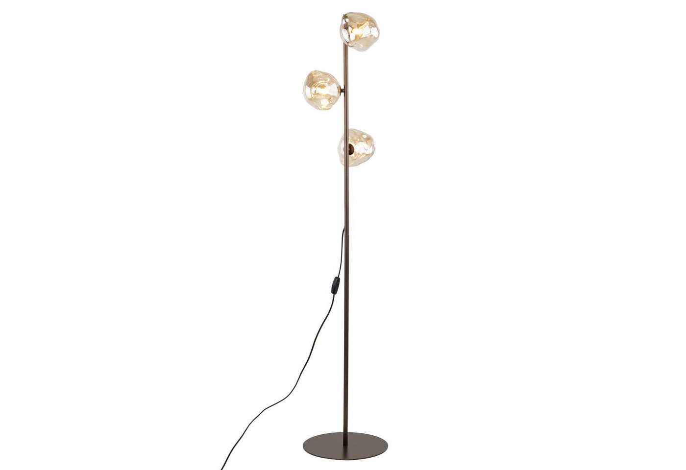 Licht-Erlebnisse Stehlampe UMERA, ohne Leuchtmittel, Rauchglas Metall 151 cm hoch Braun Cognac G9 3-flammig Modern Bild 4