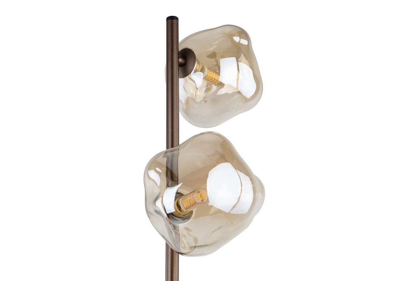 Licht-Erlebnisse Stehlampe UMERA, ohne Leuchtmittel, Rauchglas Metall 151 cm hoch Braun Cognac G9 3-flammig Modern Bild 5