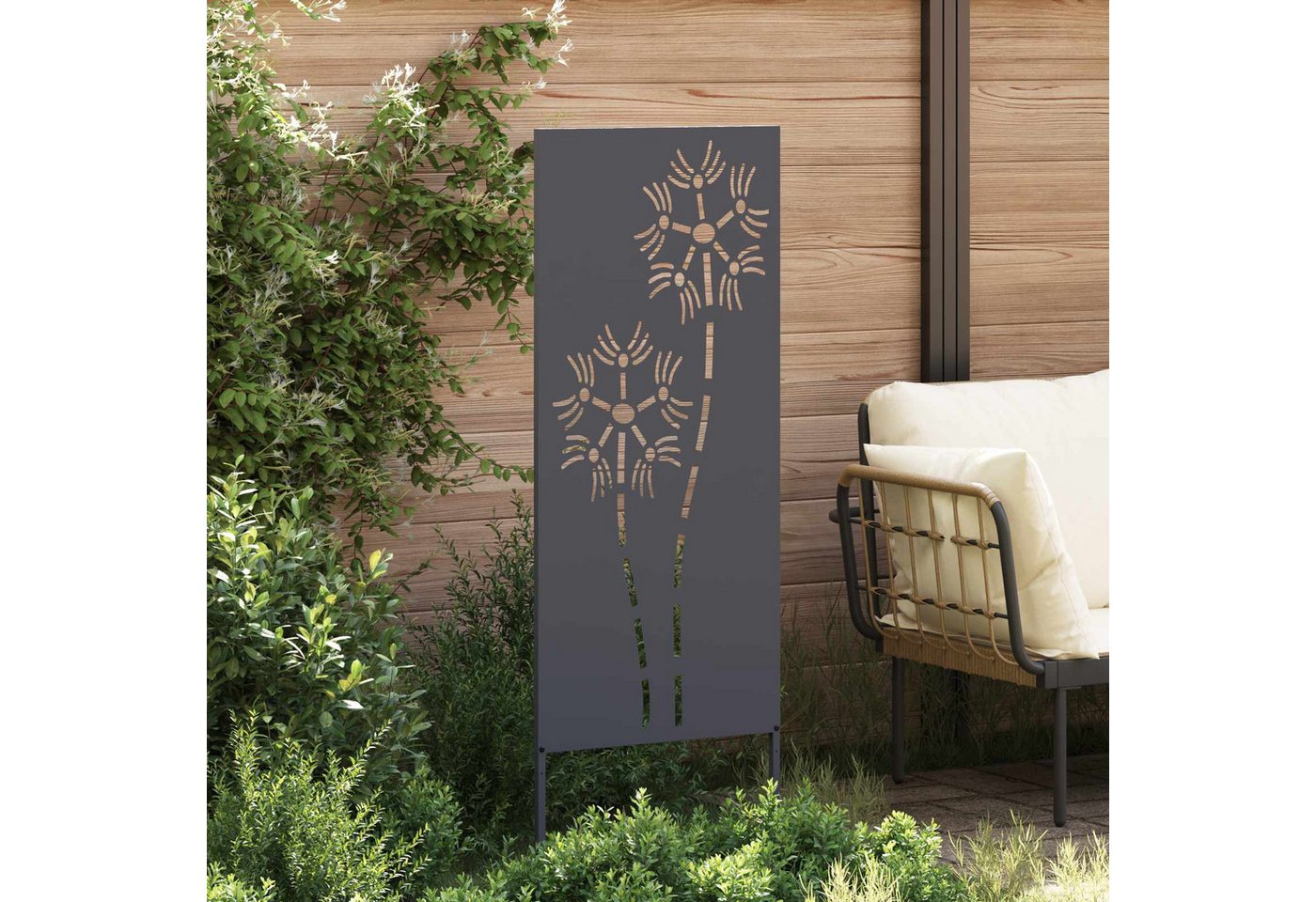 vidaXL Wandbild Garten Sichtschutz-Leinwand Anthrazit 50 x 140 cm, (1 St)
