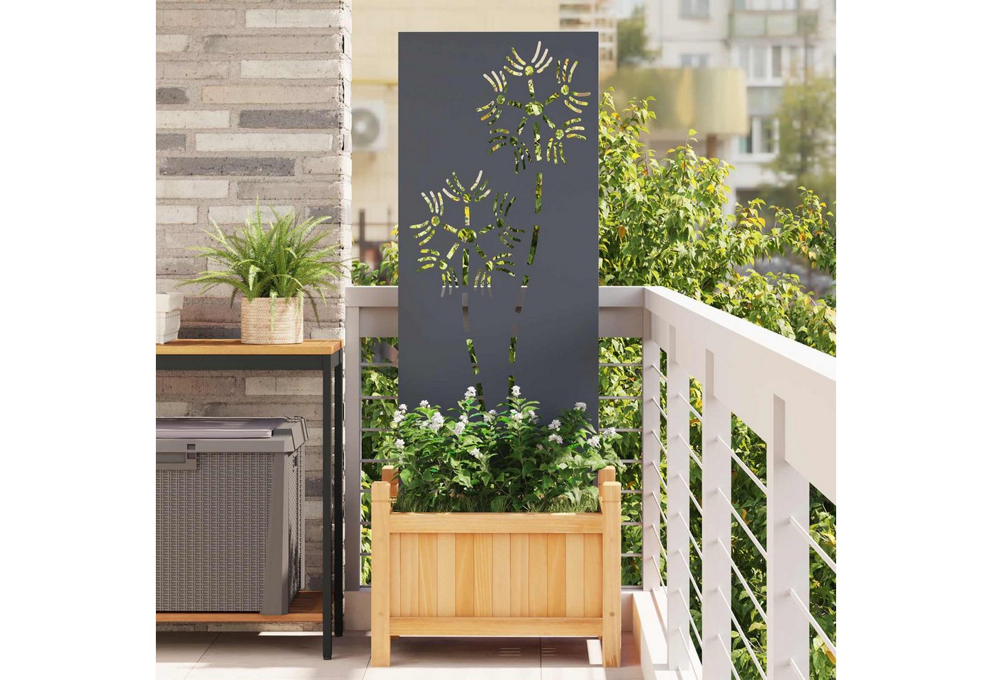 vidaXL Wandbild Garten Sichtschutz-Leinwand Anthrazit 50 x 140 cm, (1 St) Bild 4