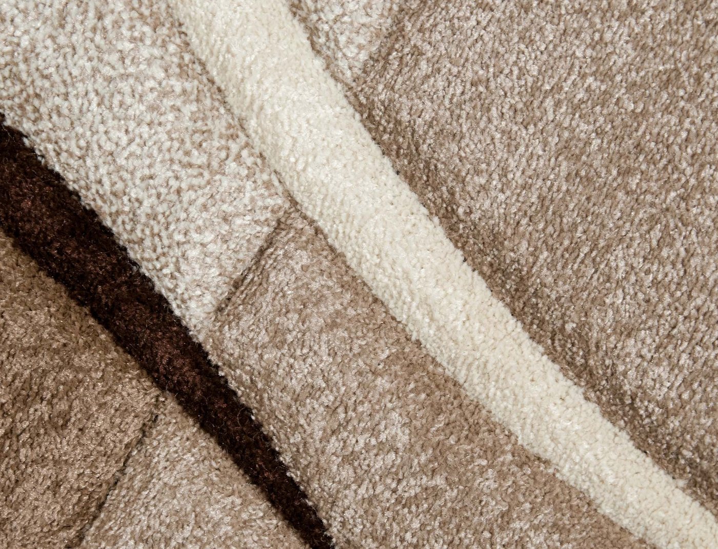 TeppichHome24 Teppich Designer Teppich mit Konturenschnitt Karo Muster Braun Beige Mocca, rechteckig