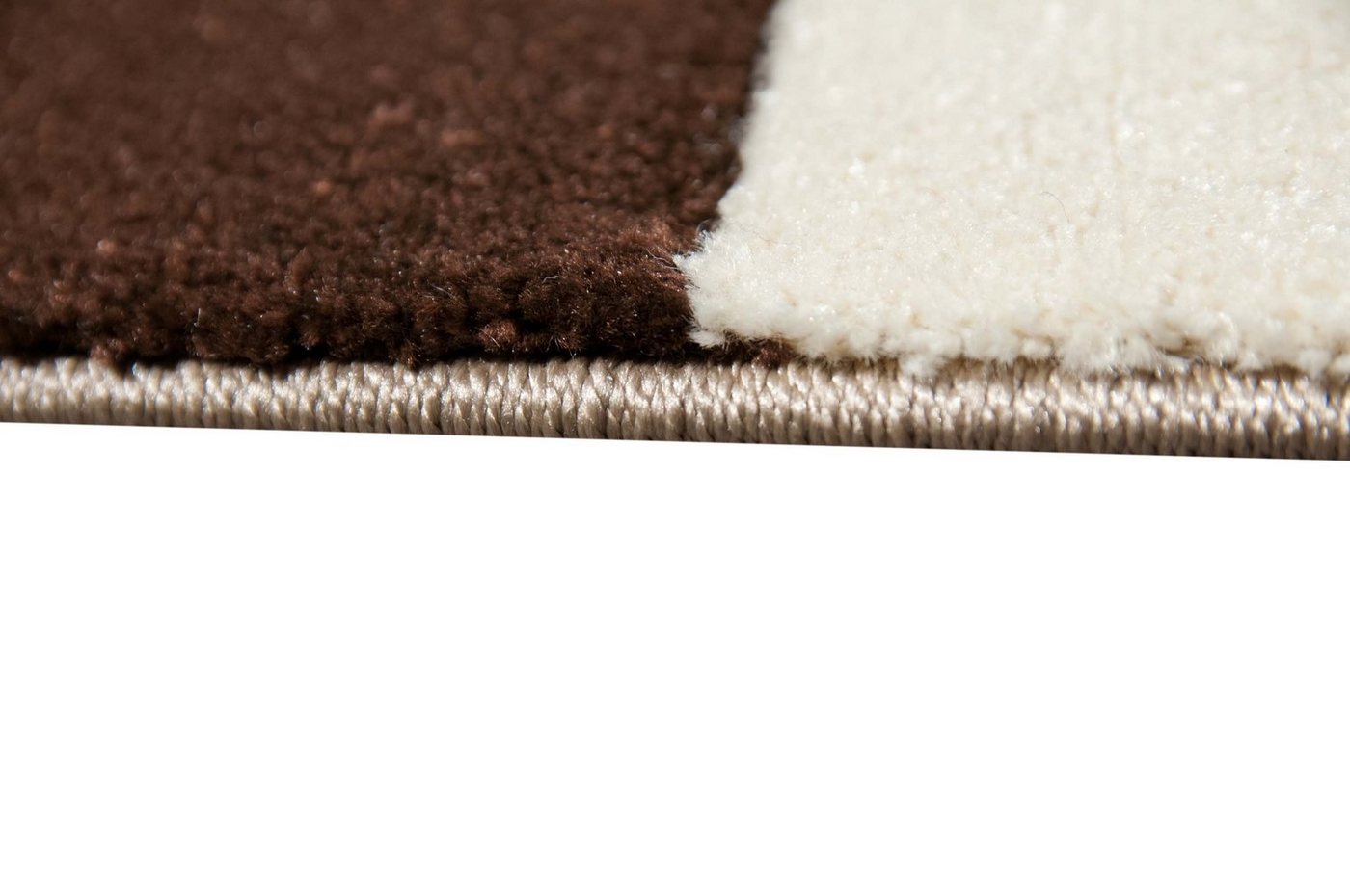 TeppichHome24 Teppich Designer Teppich mit Konturenschnitt Karo Muster Braun Beige Mocca, rechteckig Bild 2