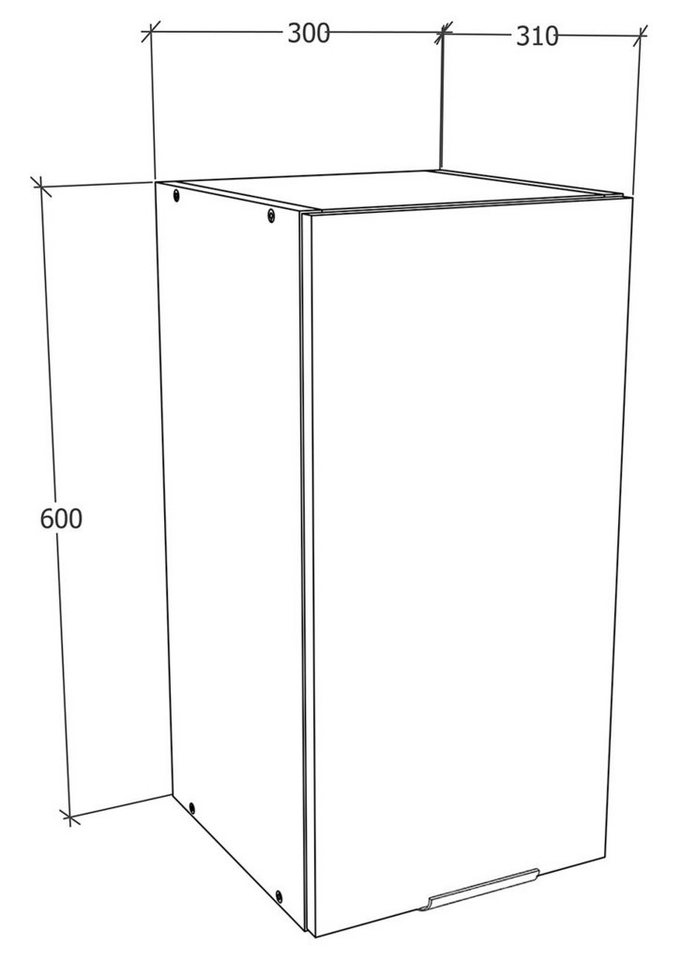 VCM Hängeschrank Küche Oberschrank Fasola H. 60 x B. 30 x T. 31 cm Wandschrank