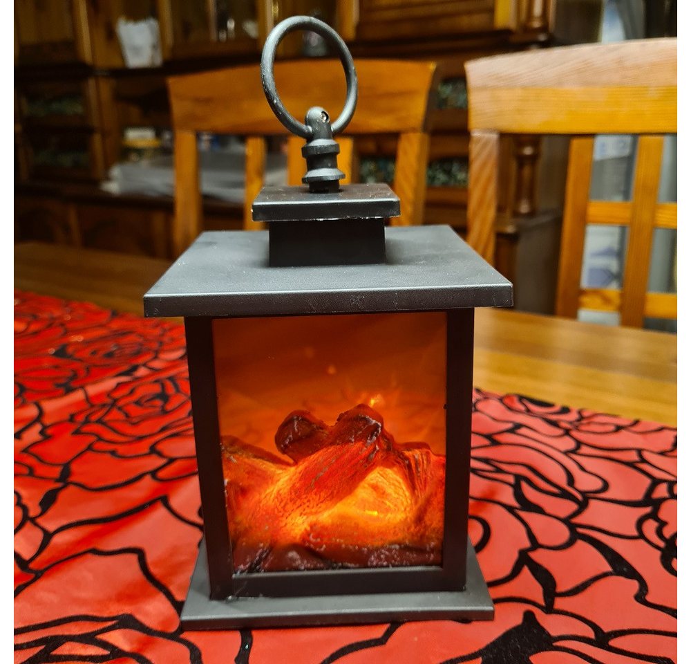 BY PEHA Dekokamin PT-11005 LED Laterne Dekokamin Tischkamin Feuersimulation 12x12x18cm