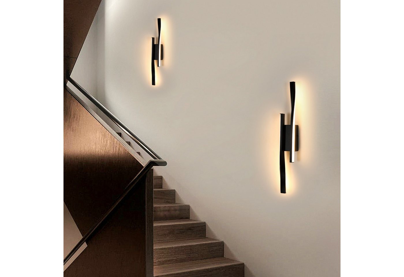 Riserva Kronleuchter LED Wandleuchte Innen 16W Schwarz Warmweiß 42 cm, LED wechselbar