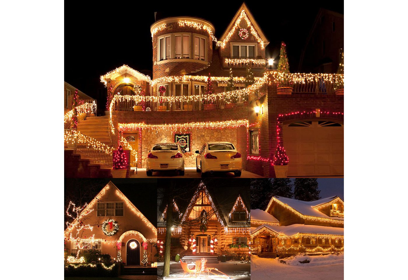 Lapamax LED-Lichterkette LED-Lichterkette Vorhanglichte,LED Lichtervorhang,mit Fernbedienung, Timer,5M/10M/15M,8 Modi,für Weihnachten Party